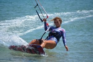 girl practicing kitesur tarifa